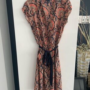 Tommy Hilfiger Bohemian Orange Navy Paisley Dress Size XS